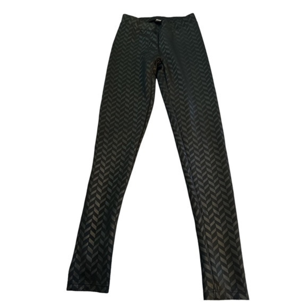 Fornia Black Slim Pull On Leggings Shiny Gray  Pattern Size M/L EUC #0271